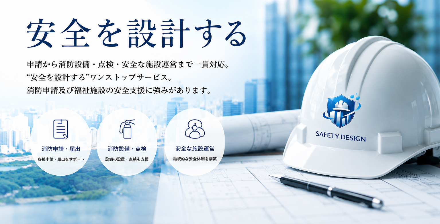 消防申請・消防設備点検・福祉施設安全支援を提供するSafety Design（セーフティデザイン）防災行政書士事務所